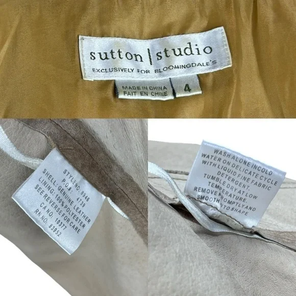 SUTTON STUDIO SUEDE LEATHER RUCHED COLLARED WESTERN SHIRT JACKET SHACKET - Picture 15 of 15